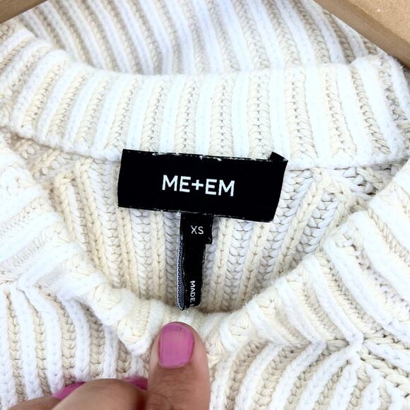 ME+EM Soft-Touch Cotton Rib Knit Weekend Sweater Jumper Natural Cream XS Ecru - Picture 7 of 11